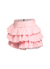 Solid ruffled shorts