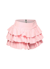 Solid ruffled shorts