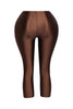 Deep brown leggings with curve-enhancing silhouette and glossy stretch fabric

