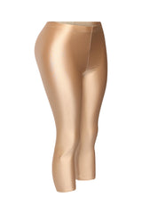 Body-sculpting gold leggings in cropped length with shimmering effect


