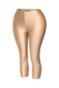 Stretch gold capri leggings with liquid gloss and flattering waist

