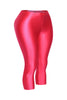 Glossy hot pink leggings in capri length with vibrant color pop

