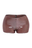 Mocha metallic shorts with body-hugging stretch and glossy finish