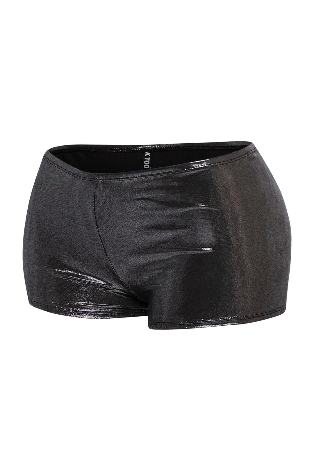 Wet-look black high-rise shorts perfect for going-out or club outfits