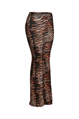 Tiger print high waist flare pants quarter angle trendy flared fit