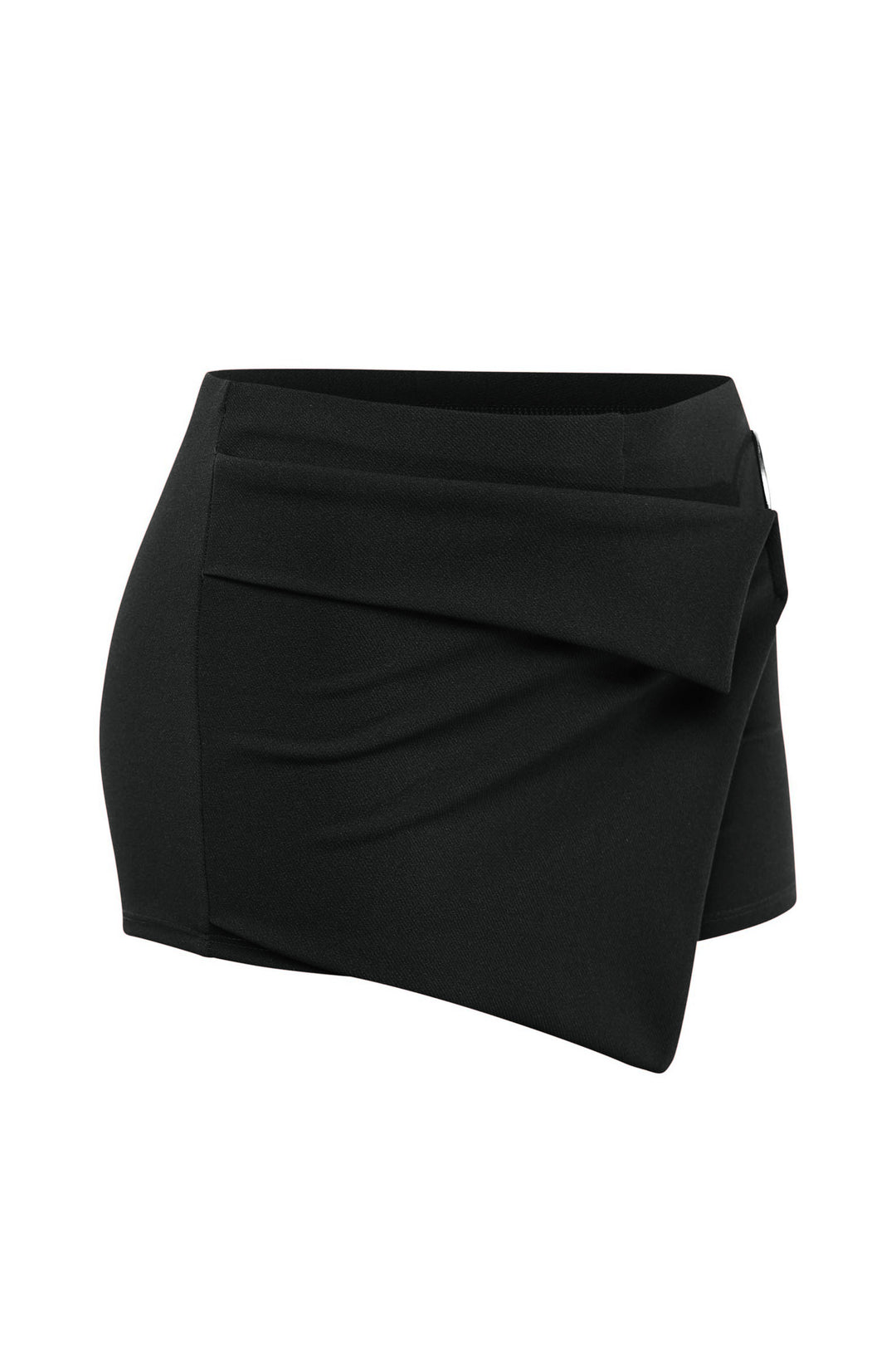 Slim fit black mini skort with wrap detail