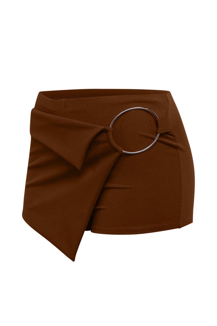 Elegant brown wrap skort for versatile styling