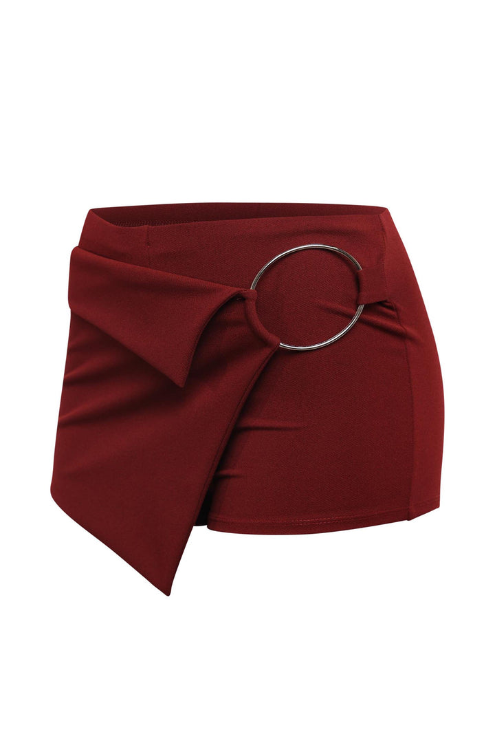 Stylish burgundy wrap skort for parties or nights out