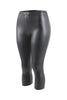 Black leather-like capri pants on a white background