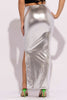 Metallic ruched maxi skirt