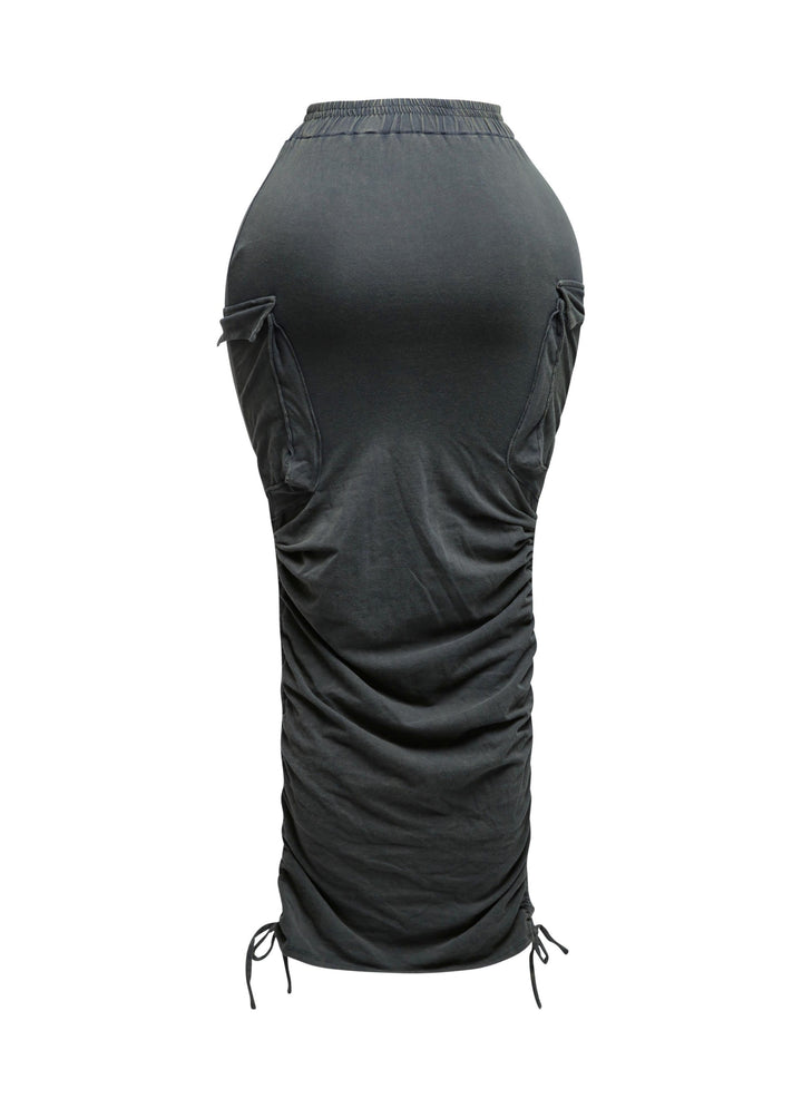 Mineral washed drawstring skirt