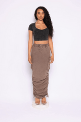 Mineral washed drawstring skirt