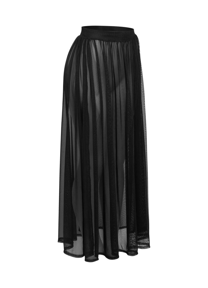 Sheer mesh maxi skirt with shorts lining