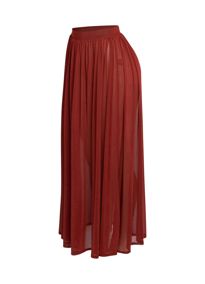 Sheer mesh maxi skirt with shorts lining