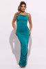 Cowl neck all over ruched maxi dress