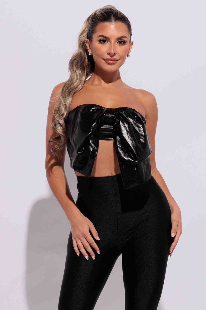Super size bow sleeveless tube top