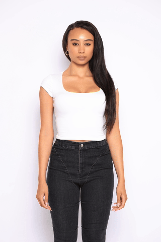 Squared neck cap sleeve top
