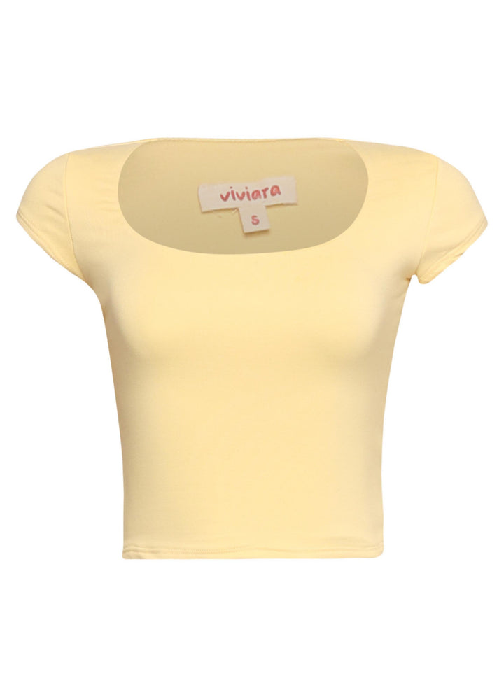 Squared neck cap sleeve top