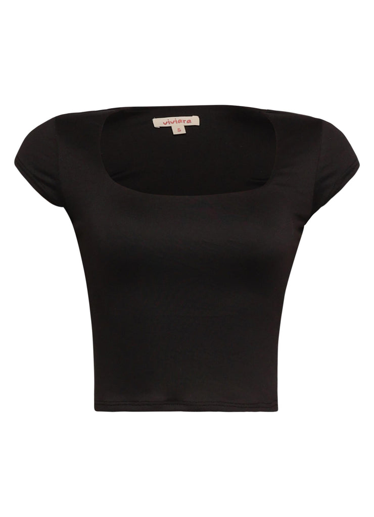 Squared neck cap sleeve top
