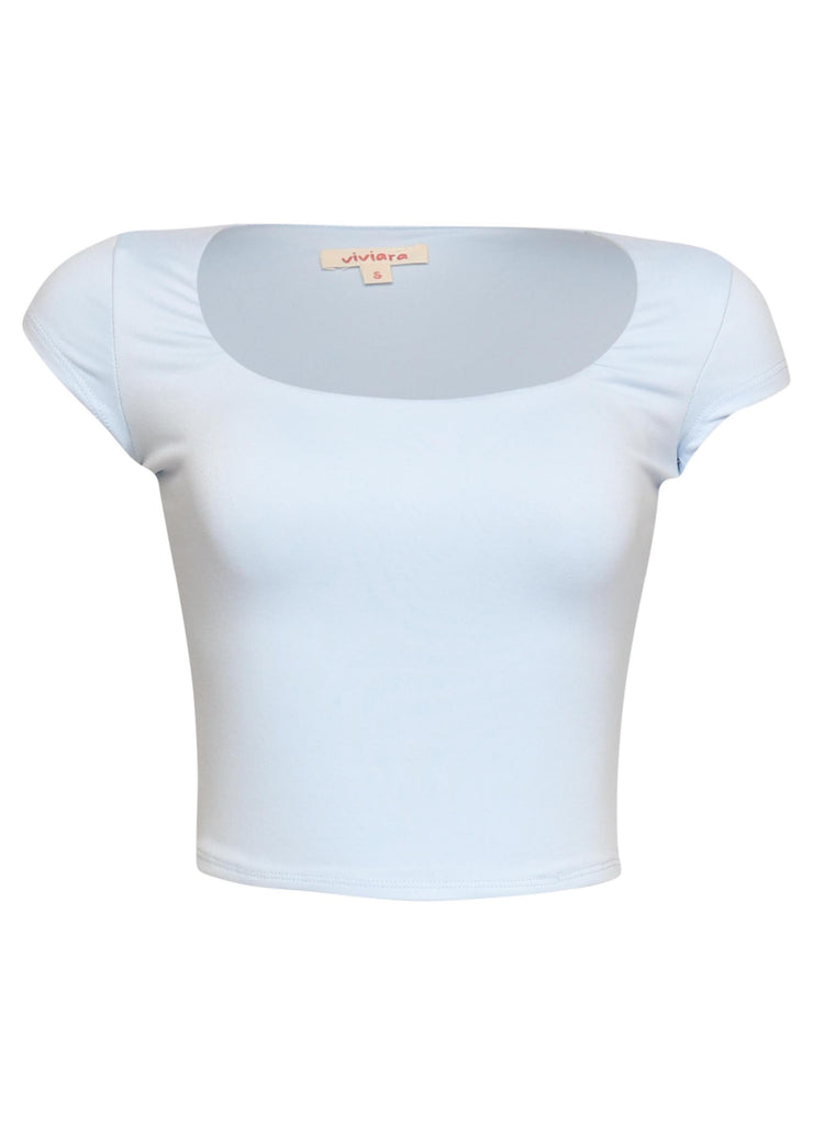 Squared neck cap sleeve top