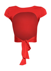 Open and tied back cap sleeve top