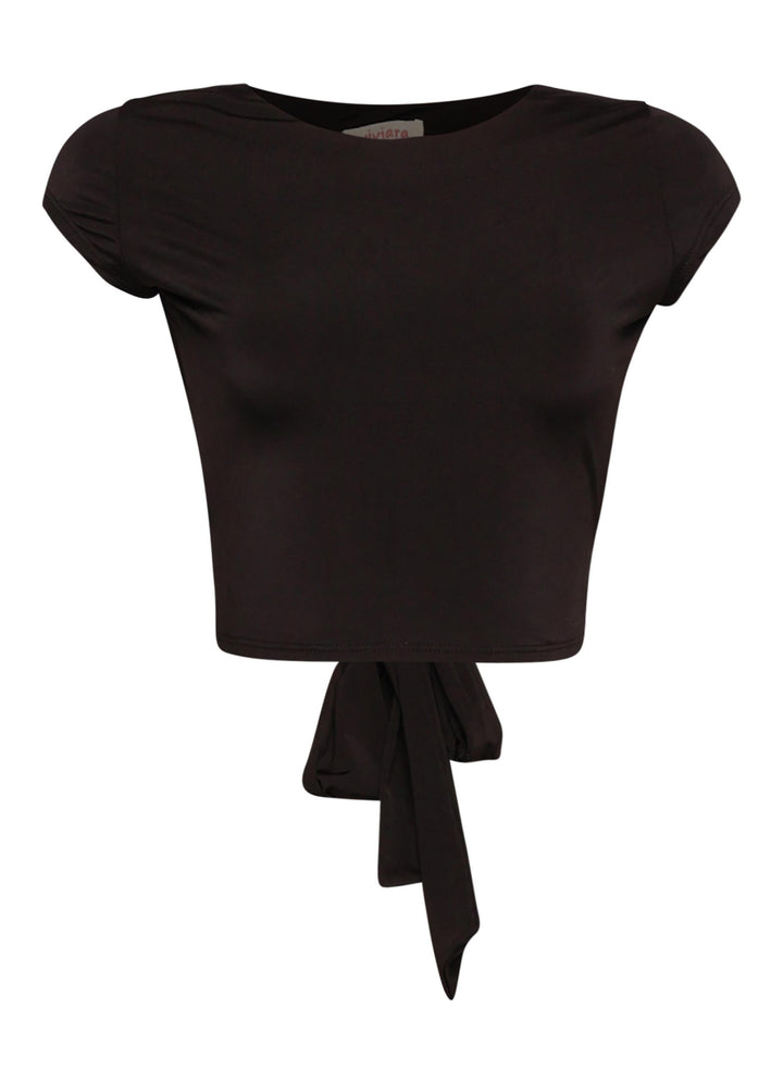 Open and tied back cap sleeve top