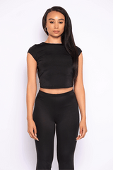 Open and tied back cap sleeve top