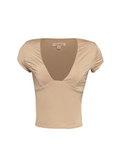 Cap sleeve V neck top