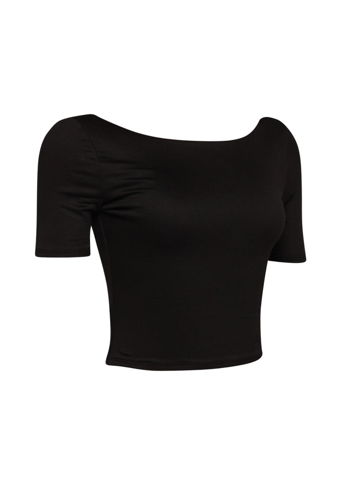 Short sleeve open back top