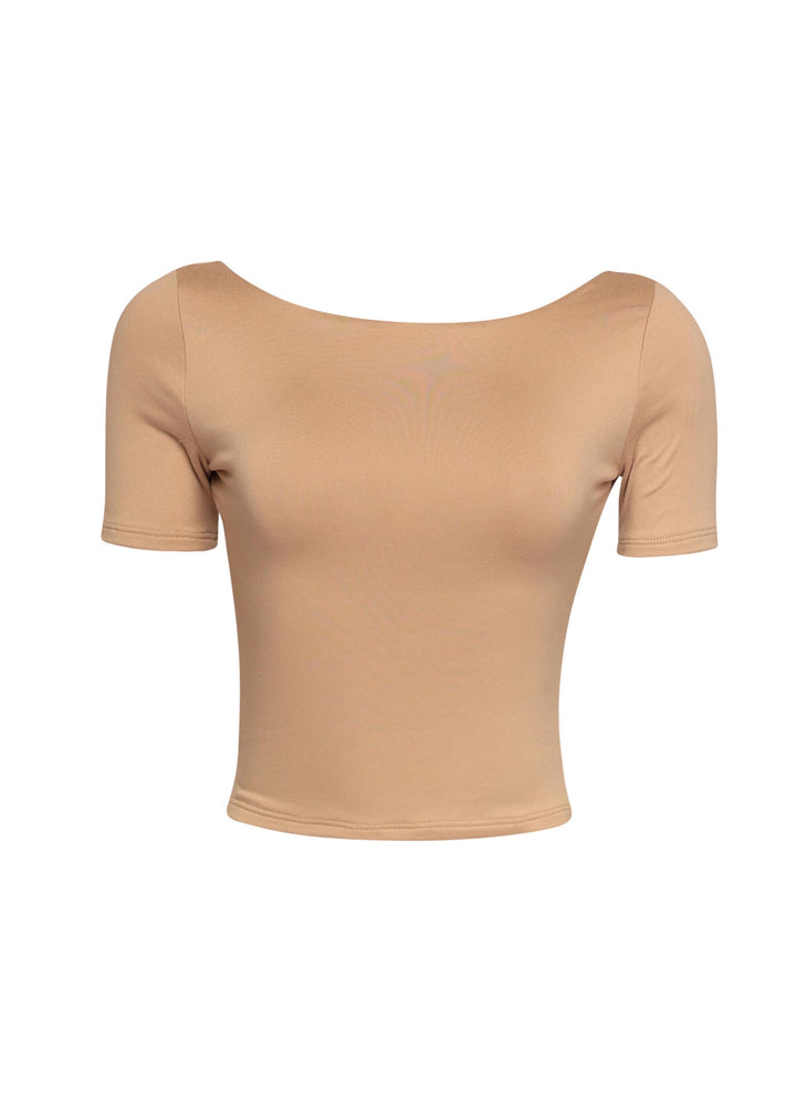 Short sleeve open back top