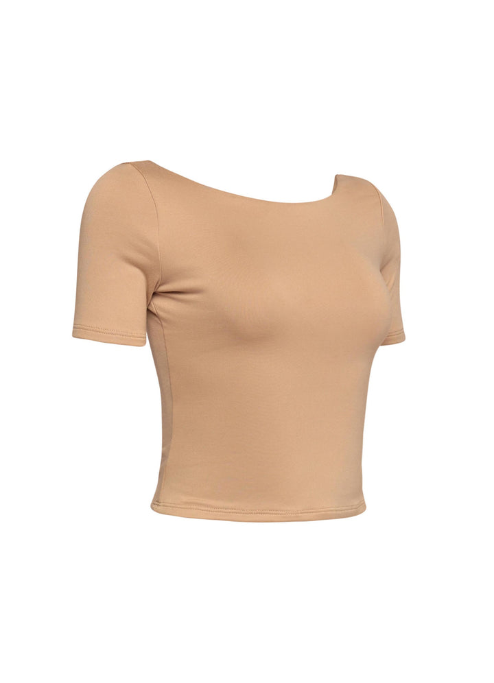 Short sleeve open back top