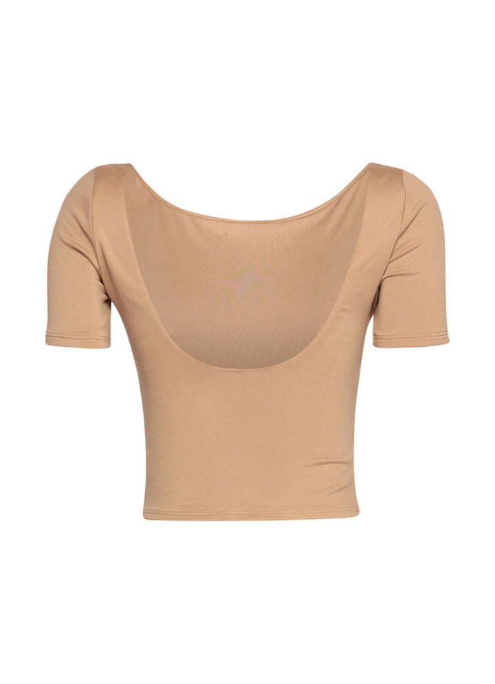 Short sleeve open back top