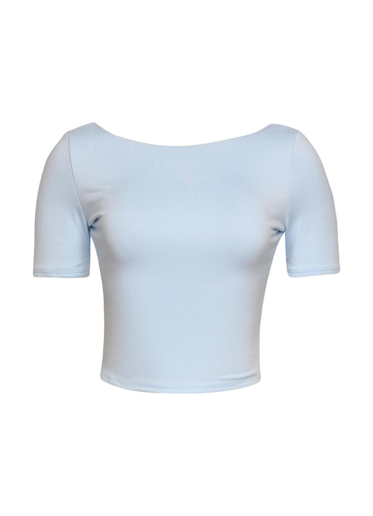 Short sleeve open back top