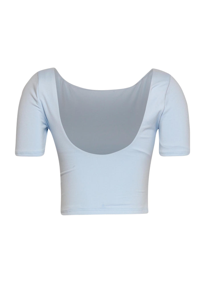 Short sleeve open back top