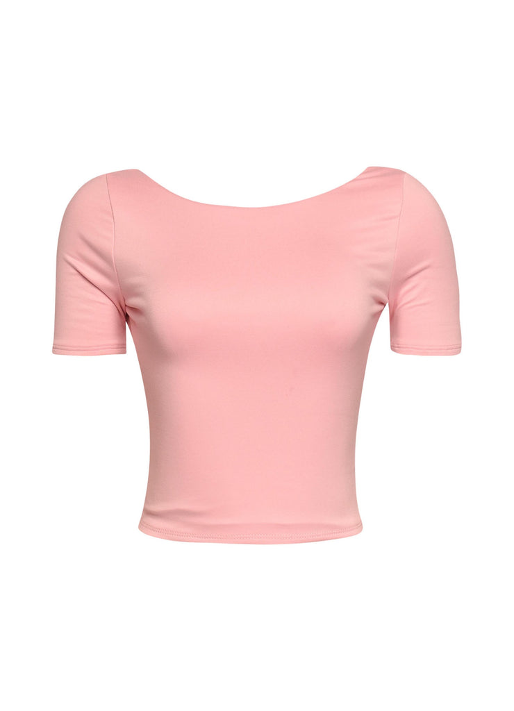 Short sleeve open back top