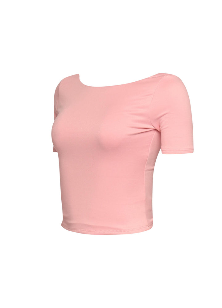 Short sleeve open back top