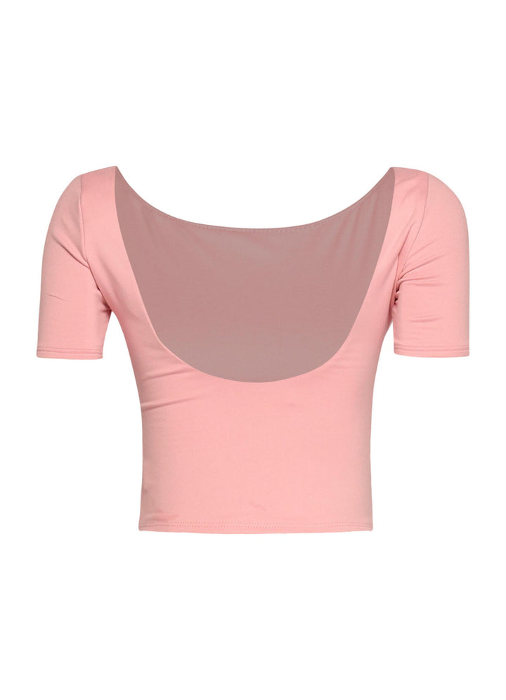 Short sleeve open back top