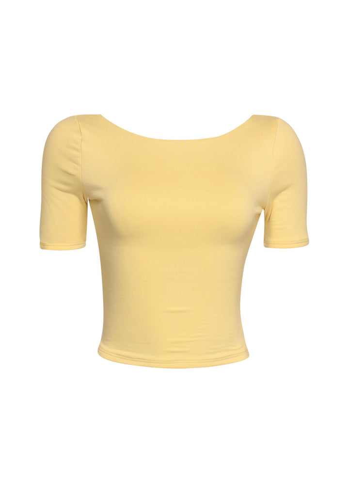 Short sleeve open back top