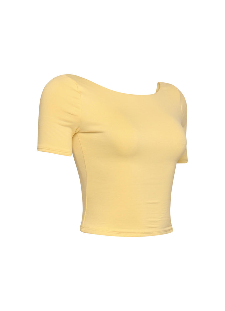 Short sleeve open back top