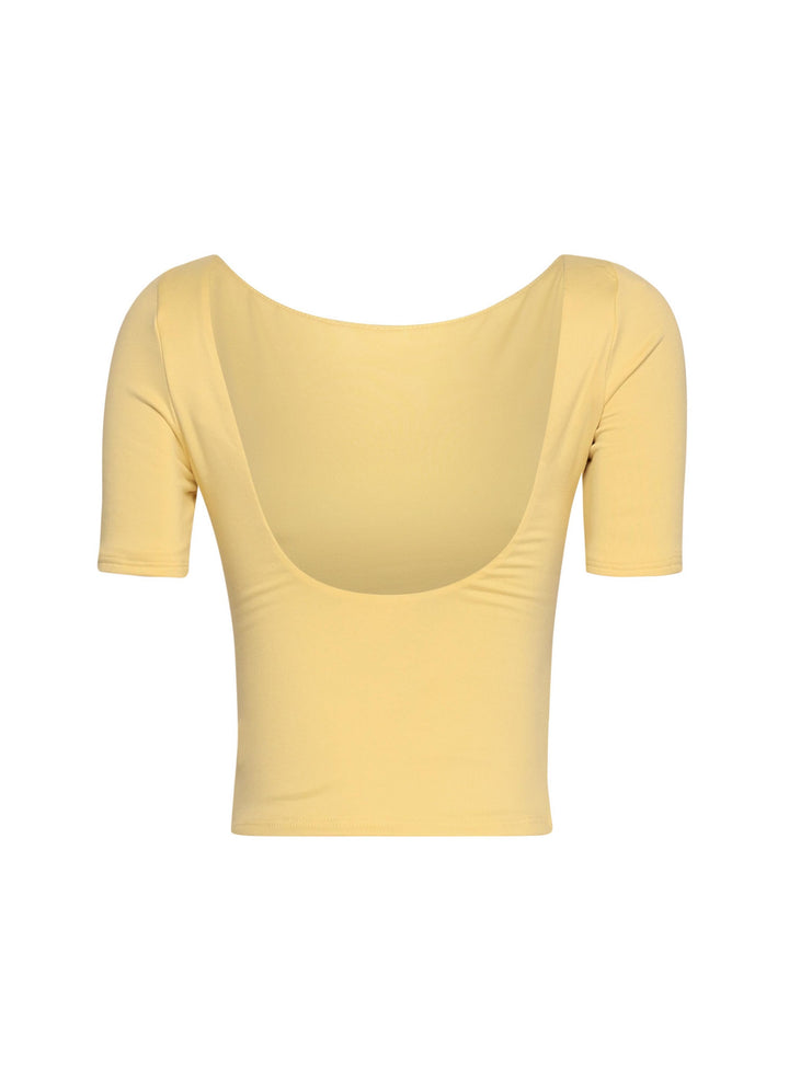 Short sleeve open back top