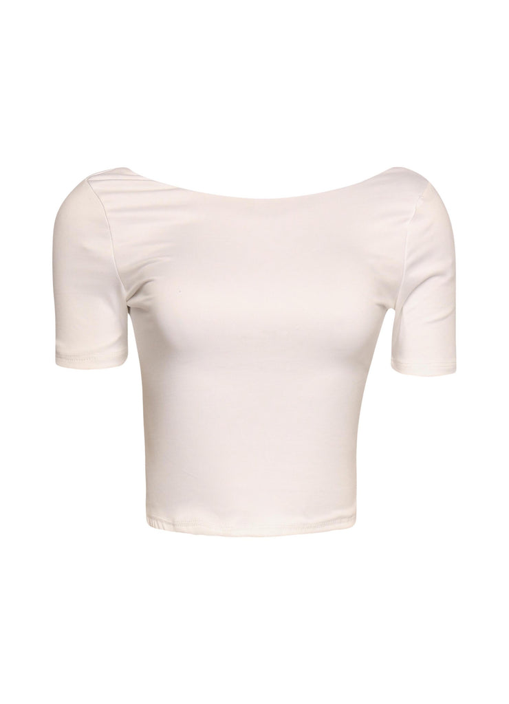 Short sleeve open back top