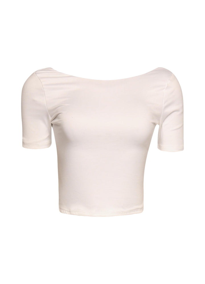 Short sleeve open back top