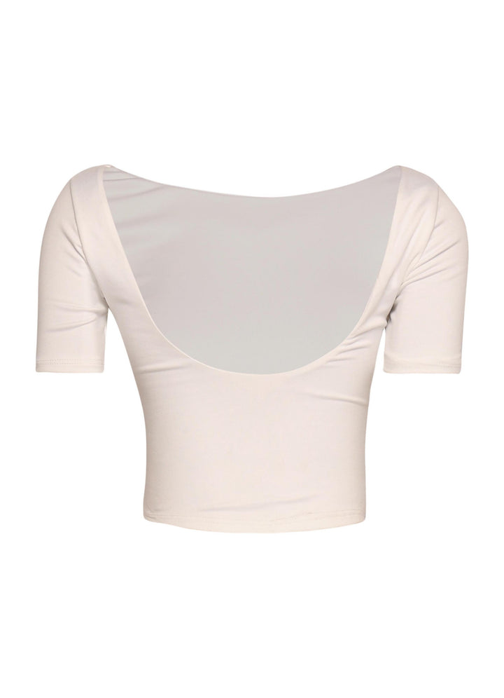 Short sleeve open back top