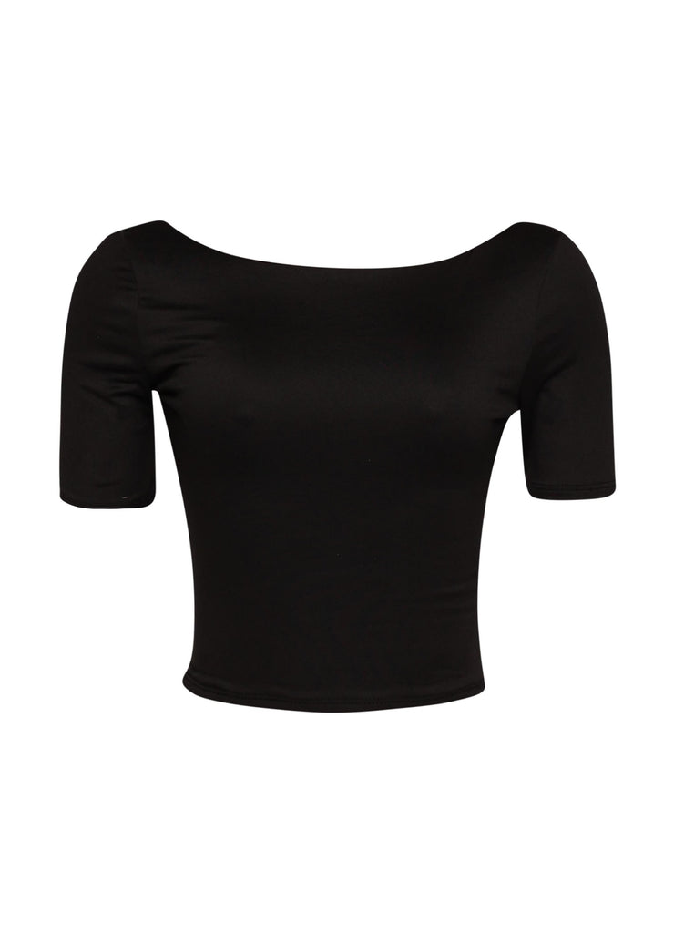 Short sleeve open back top