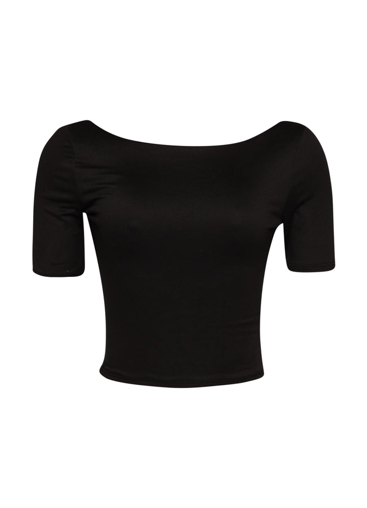 Short sleeve open back top