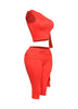 One shoulder tied detailed capri leggings set
