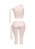 One shoulder tied detailed capri leggings set