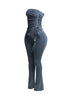 Strapless drawstring detailed top & pants set