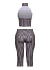 Striped neckltie halter top and capri pant set