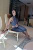 Striped neckltie halter top and capri pant set